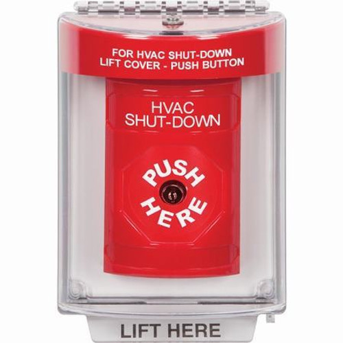 SS2030HV-EN STI Red Indoor/Outdoor Flush Key-to-Reset Stopper Station with HVAC SHUT DOWN Label English