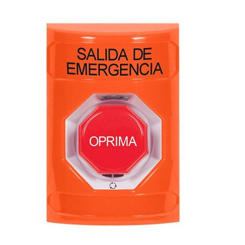 SS2509EX-ES STI Orange No Cover Turn-to-Reset (Illuminated) Stopper Station with EMERGENCY EXIT Label Spanish