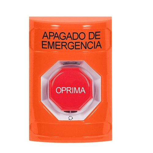 SS2509PO-ES STI Orange No Cover Turn-to-Reset (Illuminated) Stopper Station with EMERGENCY POWER OFF Label Spanish