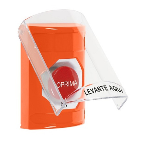 SS2521NT-ES STI Orange Indoor Only Flush or Surface Turn-to-Reset Stopper Station with No Text Label Spanish