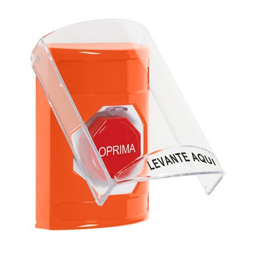 SS2525NT-ES STI Orange Indoor Only Flush or Surface Momentary (Illuminated) Stopper Station with No Text Label Spanish