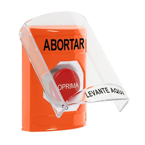 SS25A1AB-ES STI Orange Indoor Only Flush or Surface w/ Horn Turn-to-Reset Stopper Station with ABORT Label Spanish