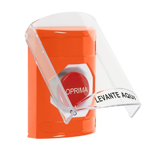 SS25A1NT-ES STI Orange Indoor Only Flush or Surface w/ Horn Turn-to-Reset Stopper Station with No Text Label Spanish