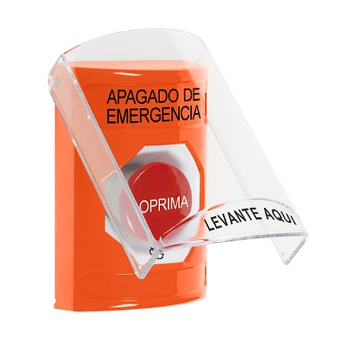 SS25A1PO-ES STI Orange Indoor Only Flush or Surface w/ Horn Turn-to-Reset Stopper Station with EMERGENCY POWER OFF Label Spanish