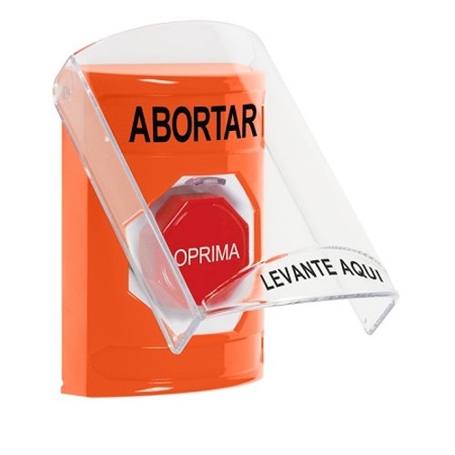 SS25A5AB-ES STI Orange Indoor Only Flush or Surface w/ Horn Momentary (Illuminated) Stopper Station with ABORT Label Spanish