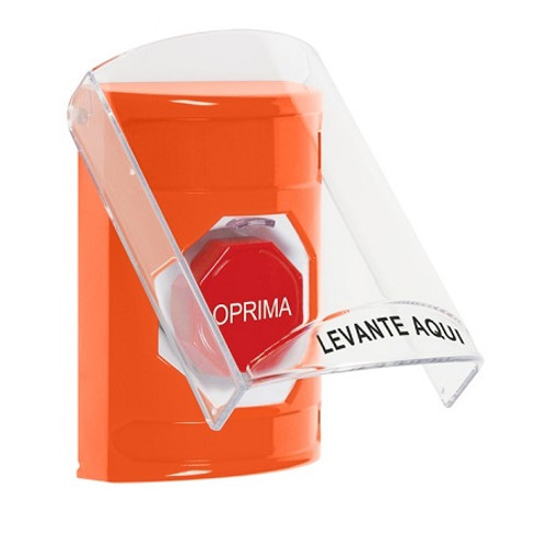 SS25A5NT-ES STI Orange Indoor Only Flush or Surface w/ Horn Momentary (Illuminated) Stopper Station with No Text Label Spanish