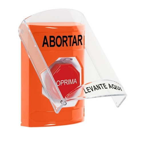 SS25A9AB-ES STI Orange Indoor Only Flush or Surface w/ Horn Turn-to-Reset (Illuminated) Stopper Station with ABORT Label Spanish