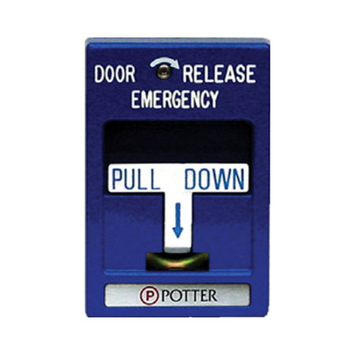 1000609 Potter RMS-1T Blue SPST Pull Station - Evacuation - Non-Returnable