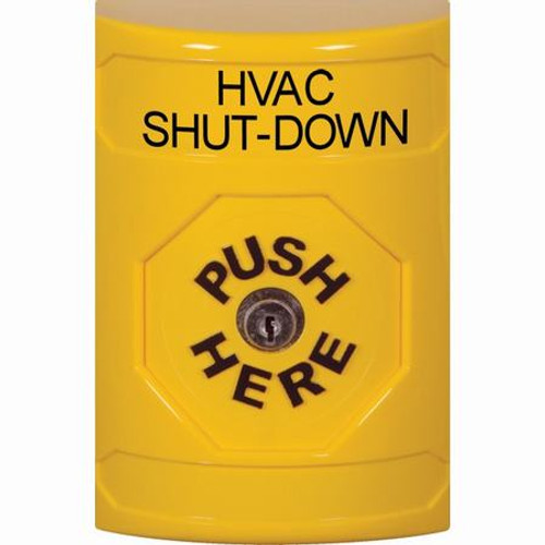 SS2200HV-EN STI Yellow No Cover Key-to-Reset Stopper Station with HVAC SHUT DOWN Label English