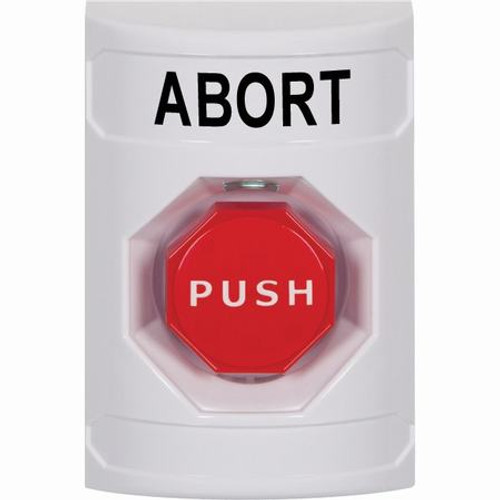 SS2305AB-EN STI White No Cover Momentary (Illuminated) Stopper Station with ABORT Label English