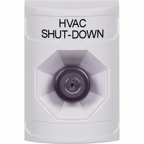 SS2303HV-EN STI White No Cover Key-to-Activate Stopper Station with HVAC SHUT DOWN Label English