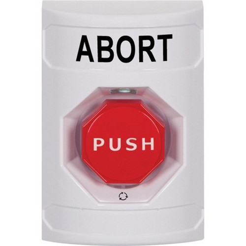 SS2309AB-EN STI White No Cover Turn-to-Reset (Illuminated) Stopper Station with ABORT Label English