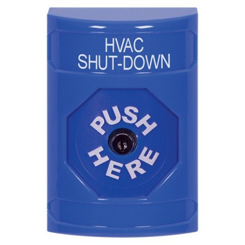 SS2400HV-EN STI Blue No Cover Key-to-Reset Stopper Station with HVAC SHUT DOWN Label English