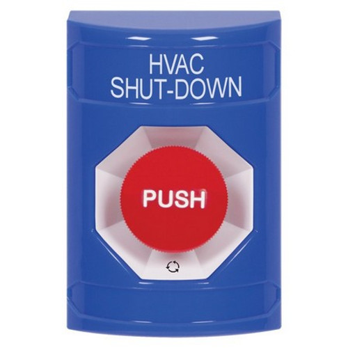 SS2401HV-EN STI Blue No Cover Turn-to-Reset Stopper Station with HVAC SHUT DOWN Label English