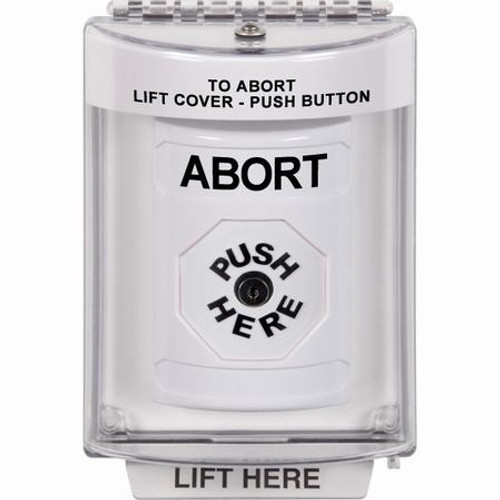 SS2330AB-EN STI White Indoor/Outdoor Flush Key-to-Reset Stopper Station with ABORT Label English
