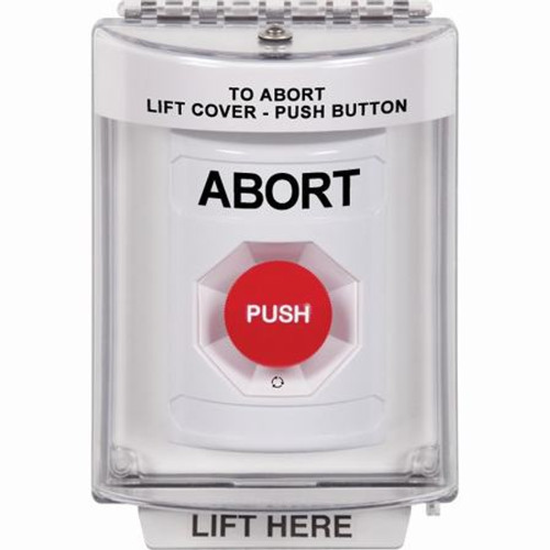 SS2331AB-EN STI White Indoor/Outdoor Flush Turn-to-Reset Stopper Station with ABORT Label English