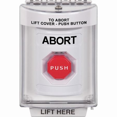 SS2332AB-EN STI White Indoor/Outdoor Flush Key-to-Reset (Illuminated) Stopper Station with ABORT Label English