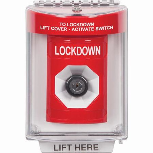 SS2043LD-EN STI Red Indoor/Outdoor Flush w/ Horn Key-to-Activate Stopper Station with LOCKDOWN Label English