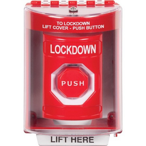 SS2075LD-EN STI Red Indoor/Outdoor Surface Momentary (Illuminated) Stopper Station with LOCKDOWN Label English