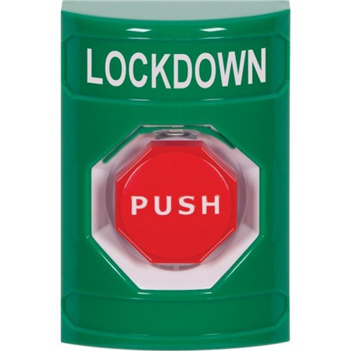 SS2102LD-EN STI Green No Cover Key-to-Reset (Illuminated) Stopper Station with LOCKDOWN Label English