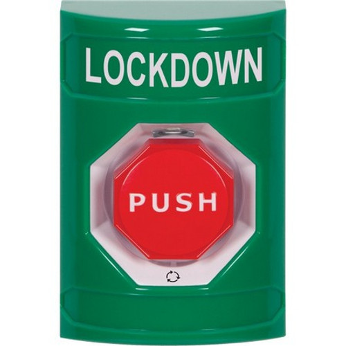 SS2109LD-EN STI Green No Cover Turn-to-Reset (Illuminated) Stopper Station with LOCKDOWN Label English