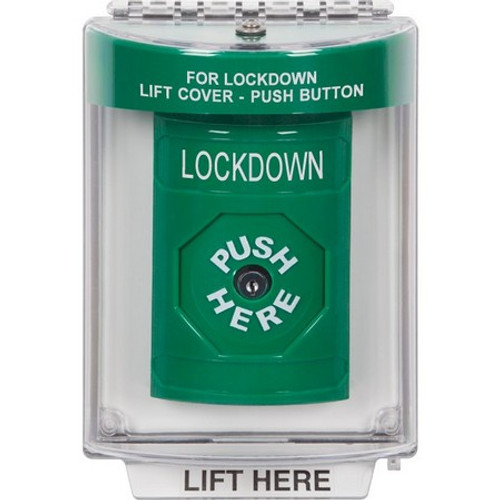 SS2130LD-EN STI Green Indoor/Outdoor Flush Key-to-Reset Stopper Station with LOCKDOWN Label English