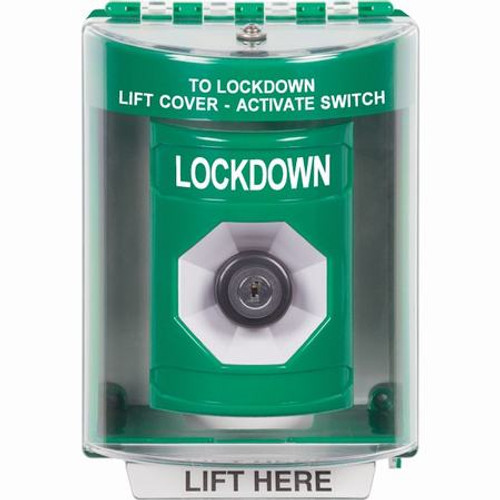SS2173LD-EN STI Green Indoor/Outdoor Surface Key-to-Activate Stopper Station with LOCKDOWN Label English