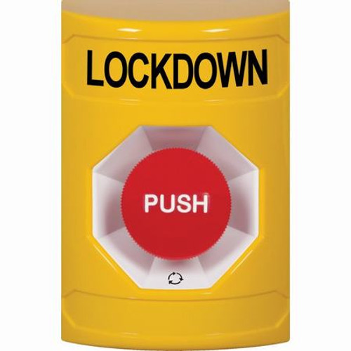 SS2201LD-EN STI Yellow No Cover Turn-to-Reset Stopper Station with LOCKDOWN Label English