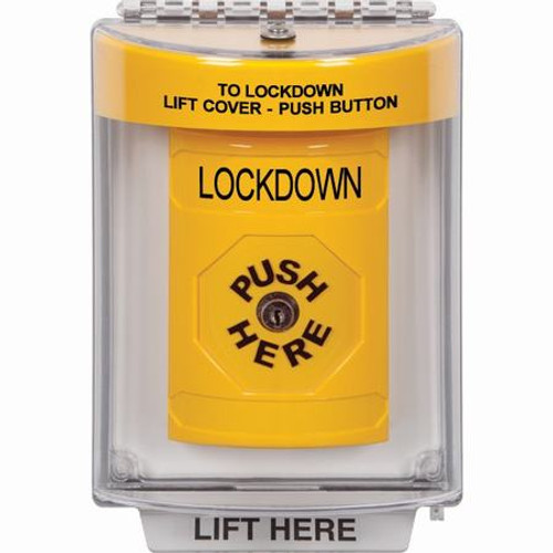 SS2230LD-EN STI Yellow Indoor/Outdoor Flush Key-to-Reset Stopper Station with LOCKDOWN Label English