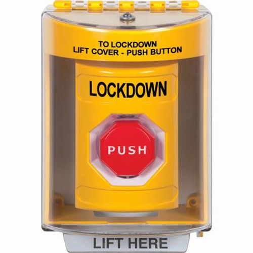 SS2272LD-EN STI Yellow Indoor/Outdoor Surface Key-to-Reset (Illuminated) Stopper Station with LOCKDOWN Label English