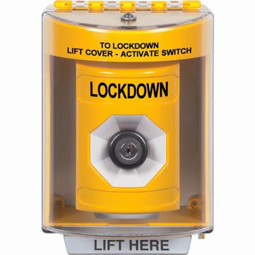 SS2273LD-EN STI Yellow Indoor/Outdoor Surface Key-to-Activate Stopper Station with LOCKDOWN Label English