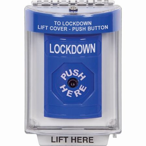 SS2430LD-EN STI Blue Indoor/Outdoor Flush Key-to-Reset Stopper Station with LOCKDOWN Label English