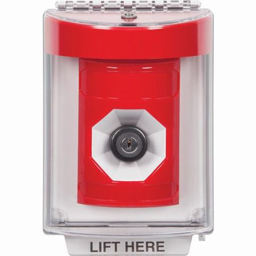 SS2043NT-EN STI Red Indoor/Outdoor Flush w/ Horn Key-to-Activate Stopper Station with No Text Label English