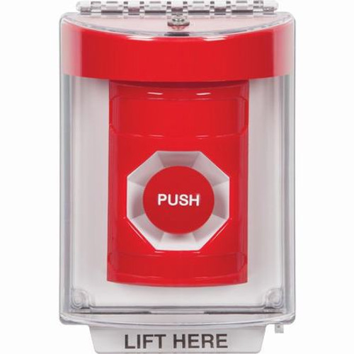 SS2044NT-EN STI Red Indoor/Outdoor Flush w/ Horn Momentary Stopper Station with No Text Label English