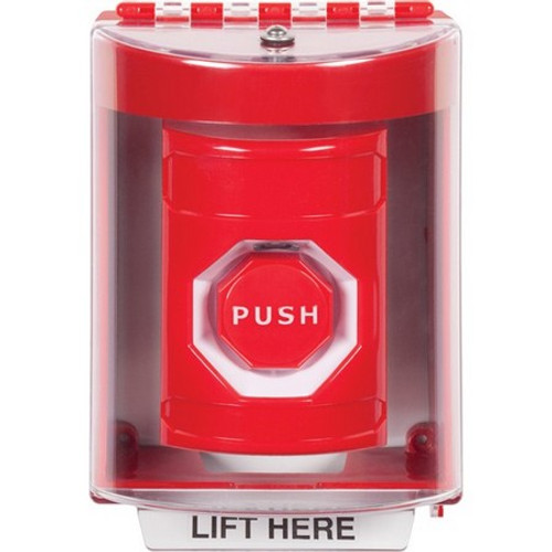 SS2082NT-EN STI Red Indoor/Outdoor Surface w/ Horn Key-to-Reset (Illuminated) Stopper Station with No Text Label English