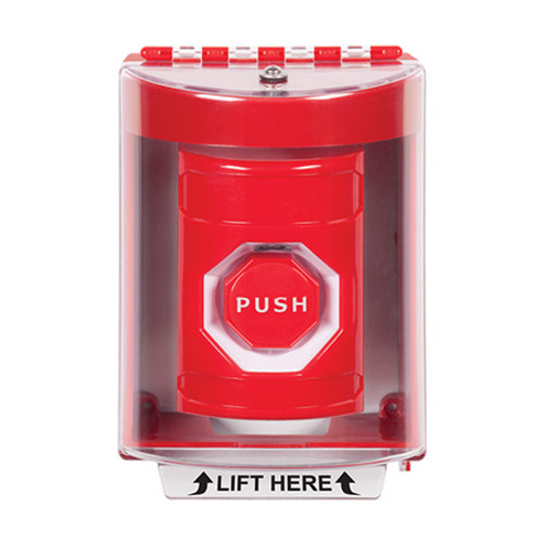 SS2088NT-EN STI Red Indoor/Outdoor Surface w/ Horn Pneumatic (Illuminated) Stopper Station with No Text Label English