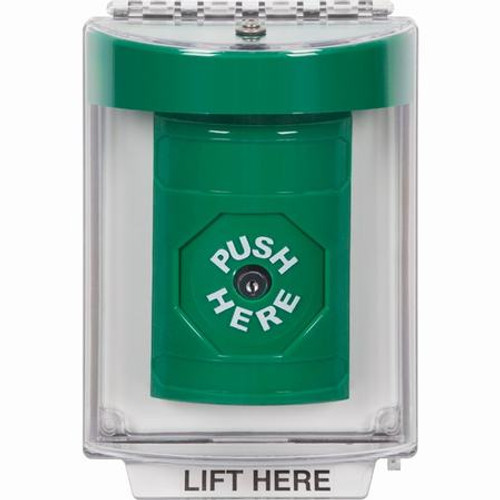 SS2140NT-EN STI Green Indoor/Outdoor Flush w/ Horn Key-to-Reset Stopper Station with No Text Label English