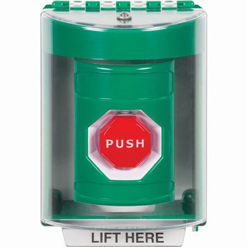 SS2182NT-EN STI Green Indoor/Outdoor Surface w/ Horn Key-to-Reset (Illuminated) Stopper Station with No Text Label English