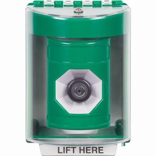 SS2183NT-EN STI Green Indoor/Outdoor Surface w/ Horn Key-to-Activate Stopper Station with No Text Label English