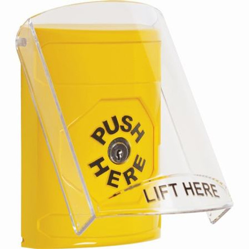 SS2220NT-EN STI Yellow Indoor Only Flush or Surface Key-to-Reset Stopper Station with No Text Label English