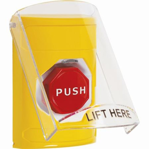 SS2228NT-EN STI Yellow Indoor Only Flush or Surface Pneumatic (Illuminated) Stopper Station with No Text Label English