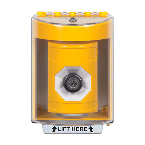 SS2283NT-EN STI Yellow Indoor/Outdoor Surface w/ Horn Key-to-Activate Stopper Station with No Text Label English