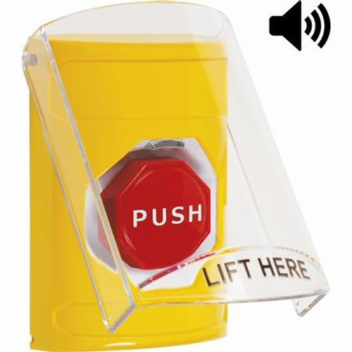 SS22A2NT-EN STI Yellow Indoor Only Flush or Surface w/ Horn Key-to-Reset (Illuminated) Stopper Station with No Text Label English