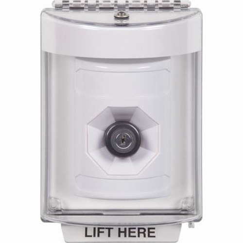 SS2343NT-EN STI White Indoor/Outdoor Flush w/ Horn Key-to-Activate Stopper Station with No Text Label English