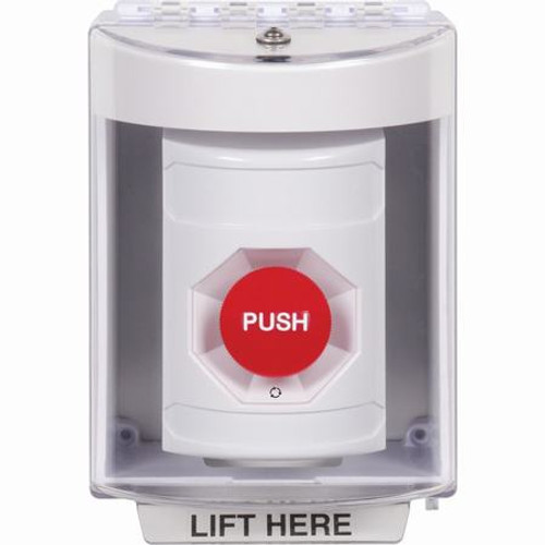 SS2371NT-EN STI White Indoor/Outdoor Surface Turn-to-Reset Stopper Station with No Text Label English