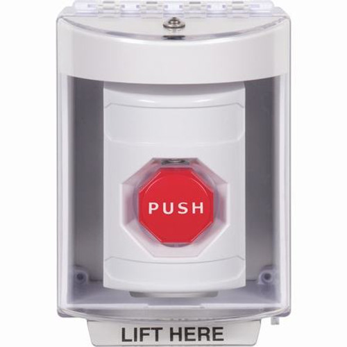 SS2372NT-EN STI White Indoor/Outdoor Surface Key-to-Reset (Illuminated) Stopper Station with No Text Label English