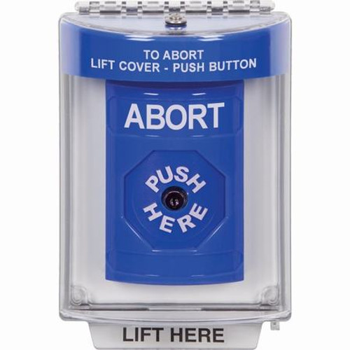 SS2430AB-EN STI Blue Indoor/Outdoor Flush Key-to-Reset Stopper Station with ABORT Label English