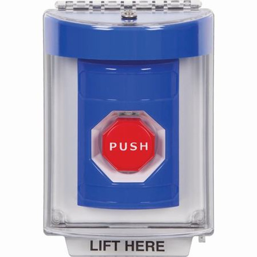 SS2432NT-EN STI Blue Indoor/Outdoor Flush Key-to-Reset (Illuminated) Stopper Station with No Text Label English