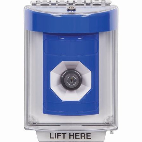 SS2433NT-EN STI Blue Indoor/Outdoor Flush Key-to-Activate Stopper Station with No Text Label English