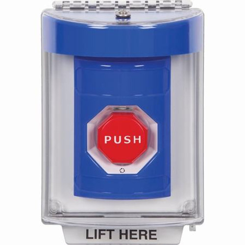 SS2439NT-EN STI Blue Indoor/Outdoor Flush Turn-to-Reset (Illuminated) Stopper Station with No Text Label English
